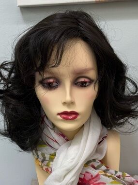 Curly dark brown black wig, Belle Tress, Devotion in Coffee without Cream, Lace